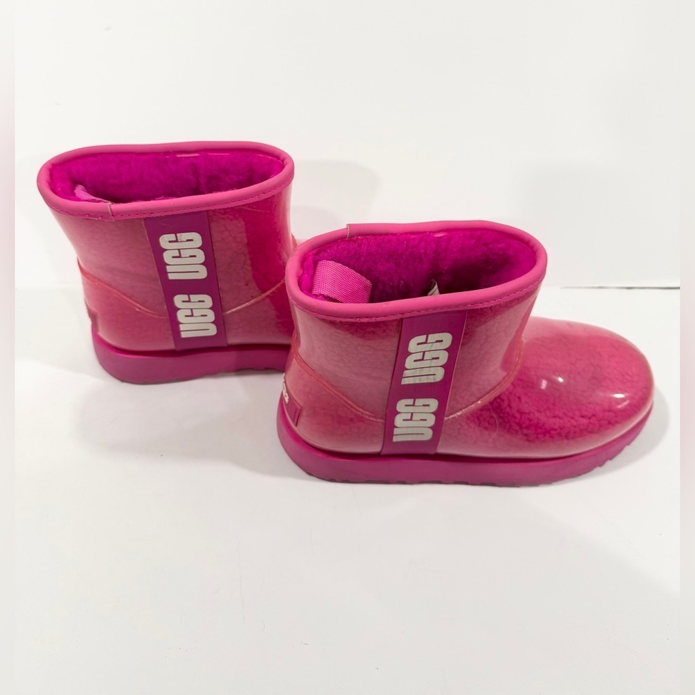 UGG Pink Clear Mini Boots Women’s 7 Waterproof Shearling Cozy Winter